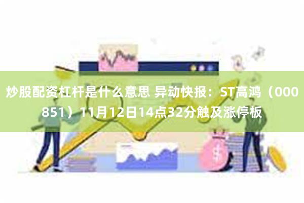 炒股配资杠杆是什么意思 异动快报：ST高鸿（000851）11月12日14点32分触及涨停板