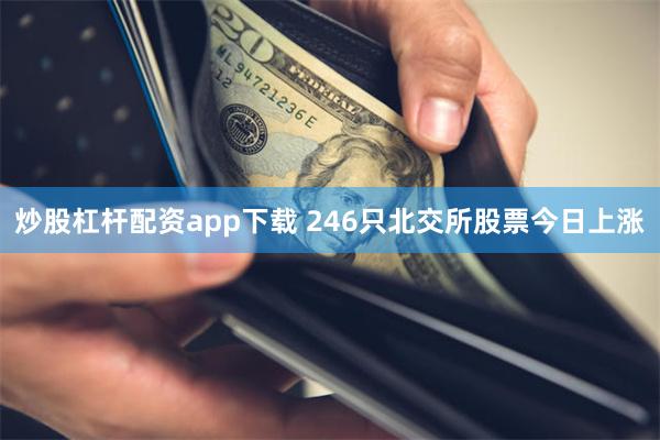 炒股杠杆配资app下载 246只北交所股票今日上涨